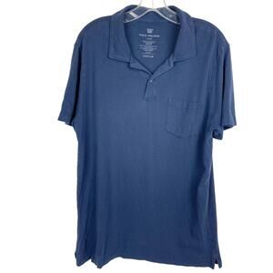 Mack Weldon‎ Vesper Polo Shirt L Navy Blue Mesh Knit FLAW